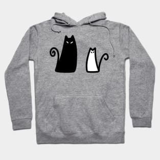 Stylized Black and White Cat Hoodie